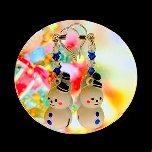 Snowman bell earring set w/ Swarovski crystals